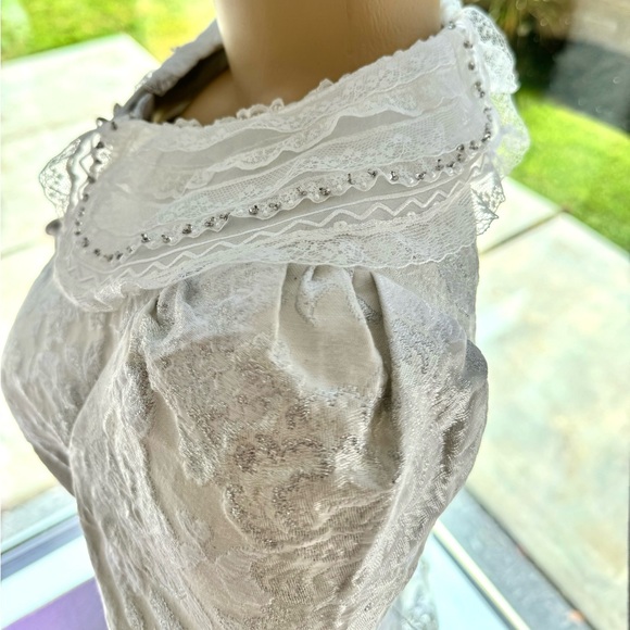 Dream Sister Jane Tailored Jacquard Mini Dress Ivory Size XS Floral Long Sleeve - Picture 10 of 16